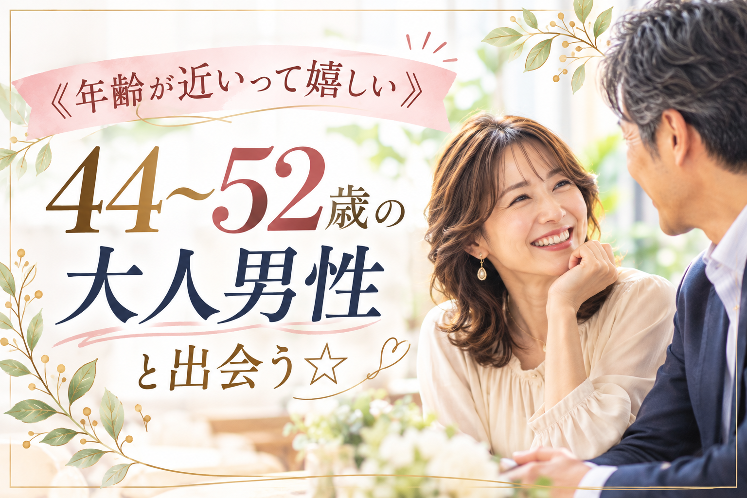 早くも男性9名様満席♪《年齢が近いって嬉しい》44〜52歳の大人男性と出会う☆