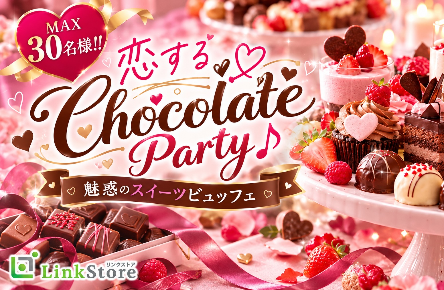 ＜MAX30名様!!＞恋するChocolate Party♪〜魅惑のスイーツビュッフェ〜
