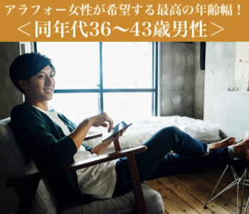 アラフォー女性が希望する最高の年齢幅！＜同年代36〜43歳男性＞
