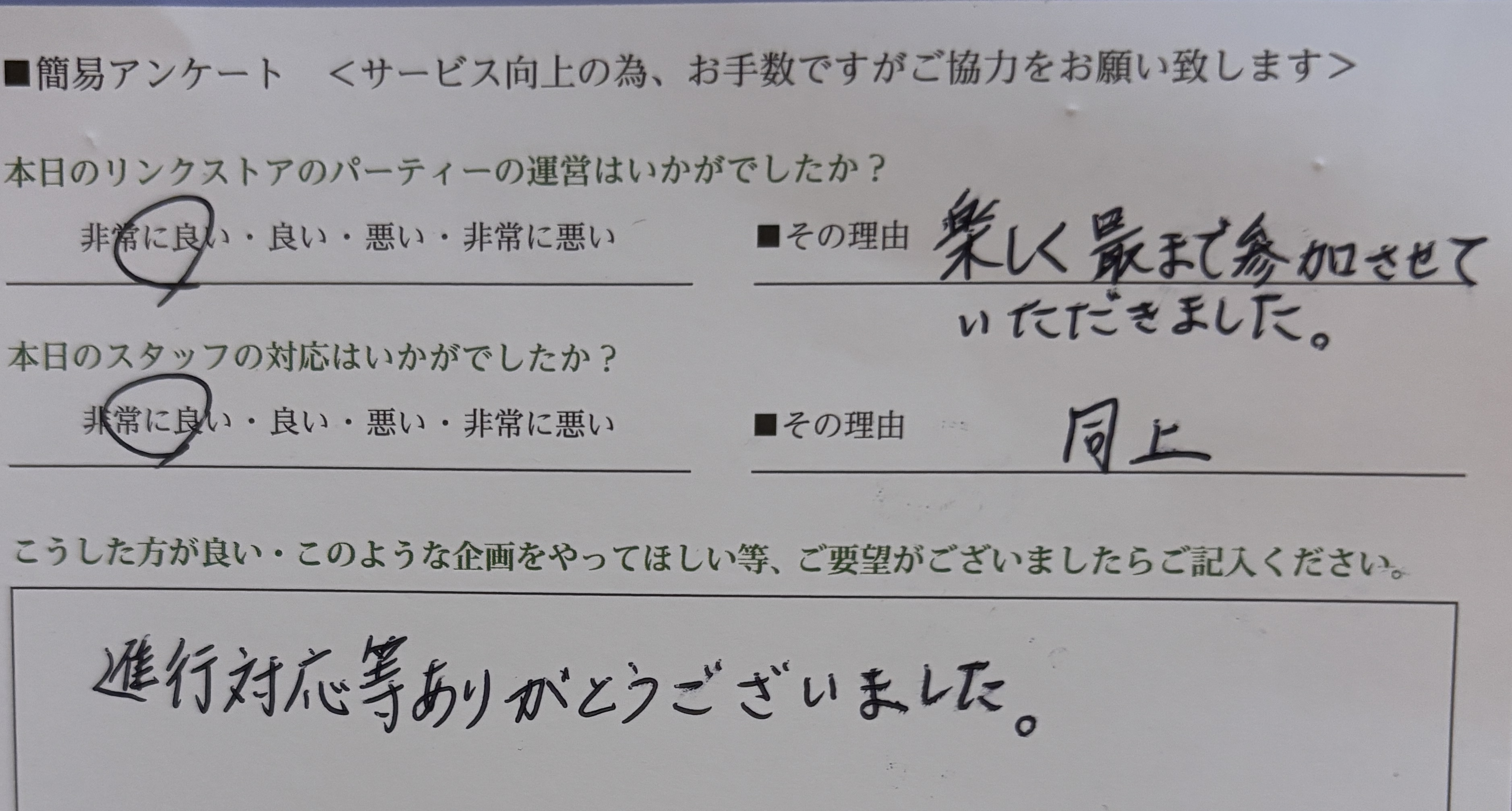 お褒め